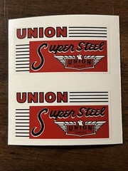 Union Super Steel Chest Tool Box Decal, LeRoy, NY 1960’s Red, Black, Clear Set 2