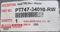Toyota Tundra TRD Rock Warrior Emblem Sticker Kit Genuine OE OEM