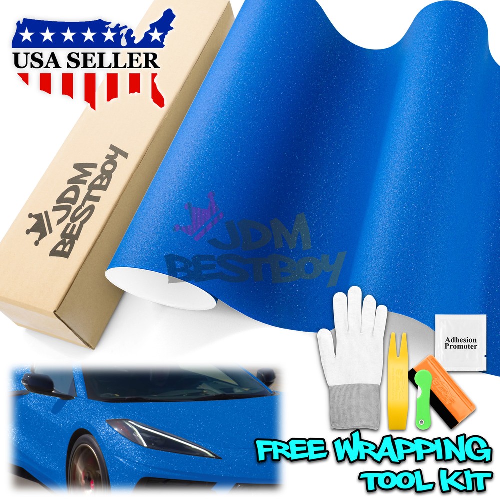 Matte Glitter Intense Blue Frosted Sparkle Sticker Decal Sheet Car Vinyl Wrap