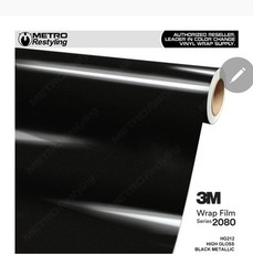 3M 2080 Controltac High Gloss Black Metallic Vinyl Car Wrap Film HG212-5ft x 8ft