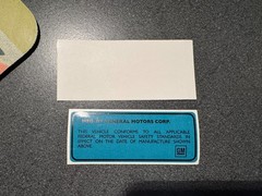VIN DATA DECAL GM 1969-72