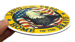 ALUMINUM Land Of The Free Decal Sticker – Patriotic, Army, Veteran 3.5″