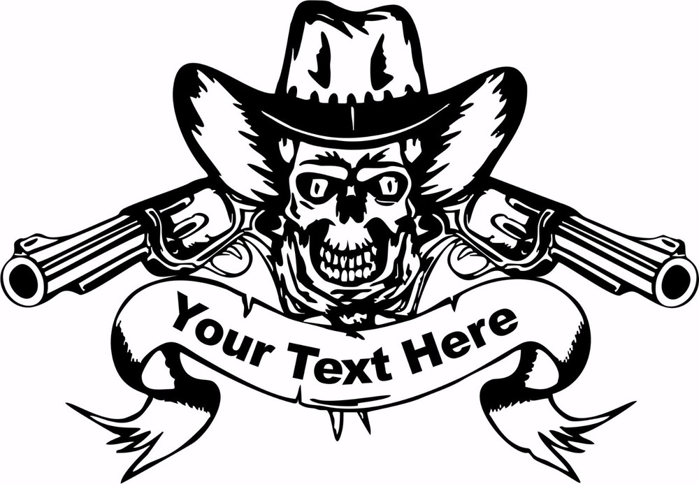 Cowboy Skull Rodeo Guns Custom Name Car Truck Window Laptop Vinyl Decal Sticker