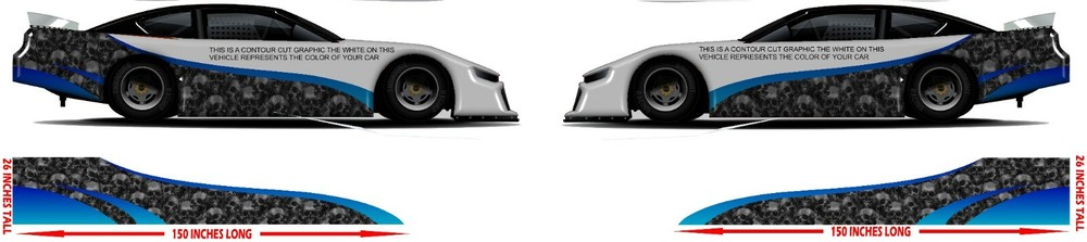 Race Car Side Wrap Laminated Print Modified super stock St-82 Bone Collector Blu