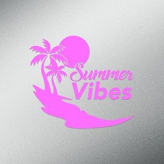 Palm Tree Summer Vibes Tropical Beach Decal Sticker | 5.5-Inches Wide