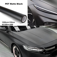 5FTx50FT PET Satin Black Vinyl Wrap Self-Adhesive Air Release US Stock
