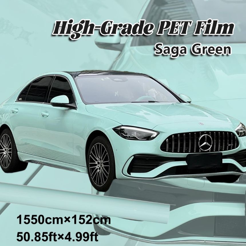 5FTx50FT PET Gloss Sage Green Vinyl Wrap US Stock Car Wrap Air Release