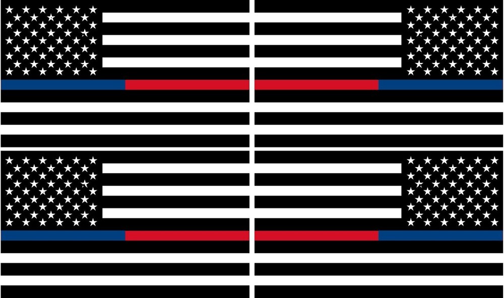 4 – 3″ Thin BLUE RED American BLACK WHITE Flag Police Firefighter Sticker RL