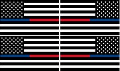 4 – 3″ Thin BLUE RED American BLACK WHITE Flag Police Firefighter Sticker RL
