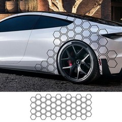 Car Accessories Body Waist Line Sticker Honeycomb Graphic Decor Hexagon Decal