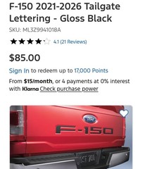 F-150 2021-2026 Tailgate Lettering – Gloss BlackSKU: ML3Z9941018A