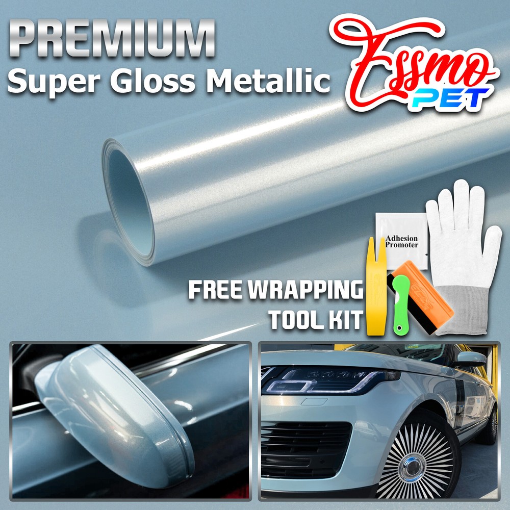 ESSMO PET Super Gloss Metallic Crystal Blue Vehicle Vinyl Wrap Decal Like Paint