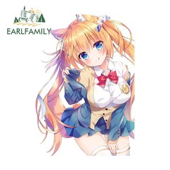 EARLFAMILY 5.1″ Beautiful Cute Girl Car Stickers Creative Rearview Mirror Decal