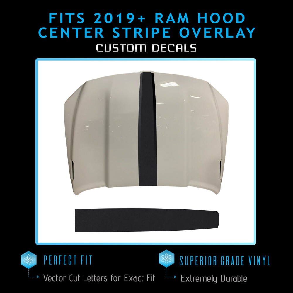 For 2019-2021 Ram 1500 Crew Cab Hood Center Stripe Accent Overlay – Matte Vinyl