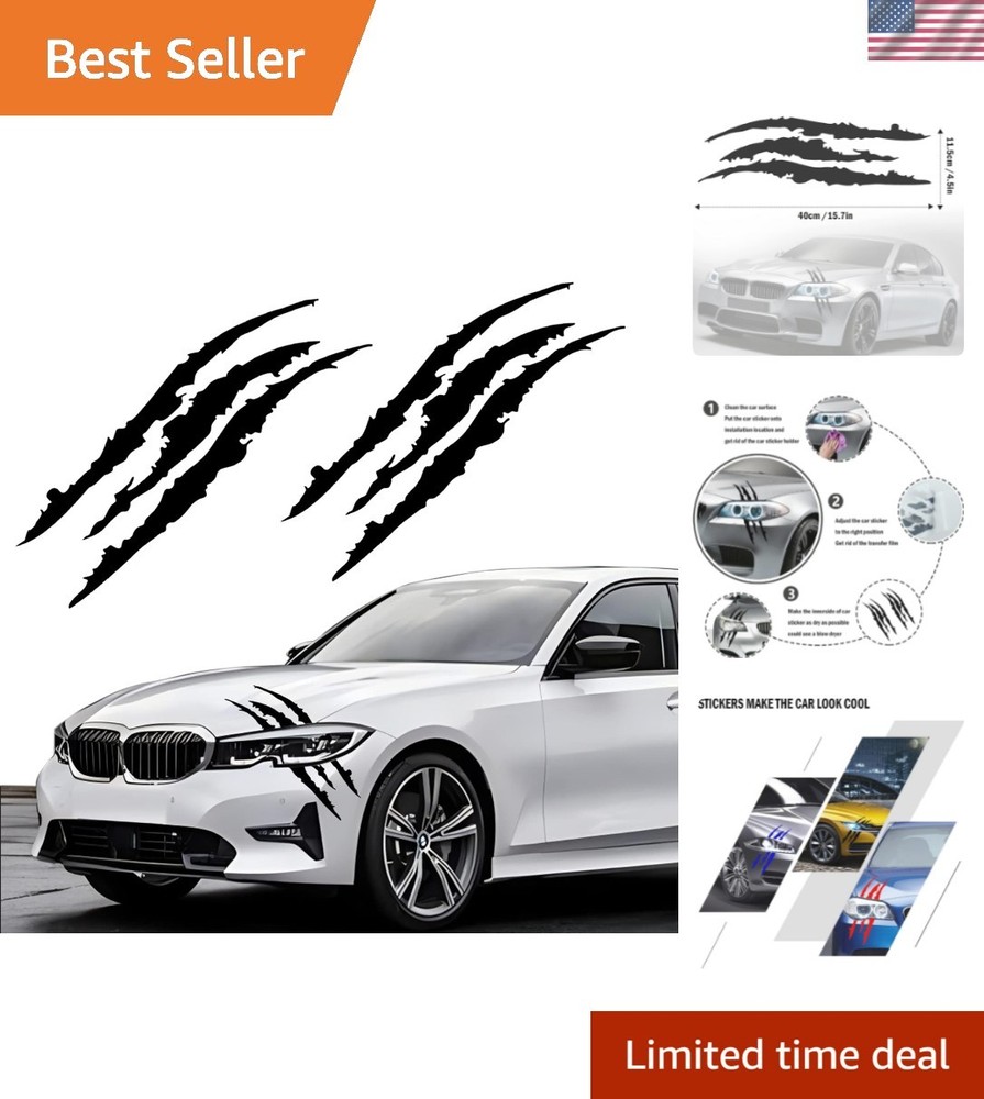 2PCS Claw Mark Decals for Cars,Headlight Car Sticker,Stripes Scratch Decal Vi…
