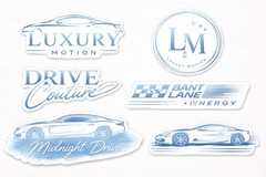 Black And Blue Midnight Drive Car Stickers