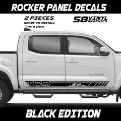 Rocker Panel Decal Set Fits Toyota Tacoma 2016-2023 Black Vinyl 2PCS
