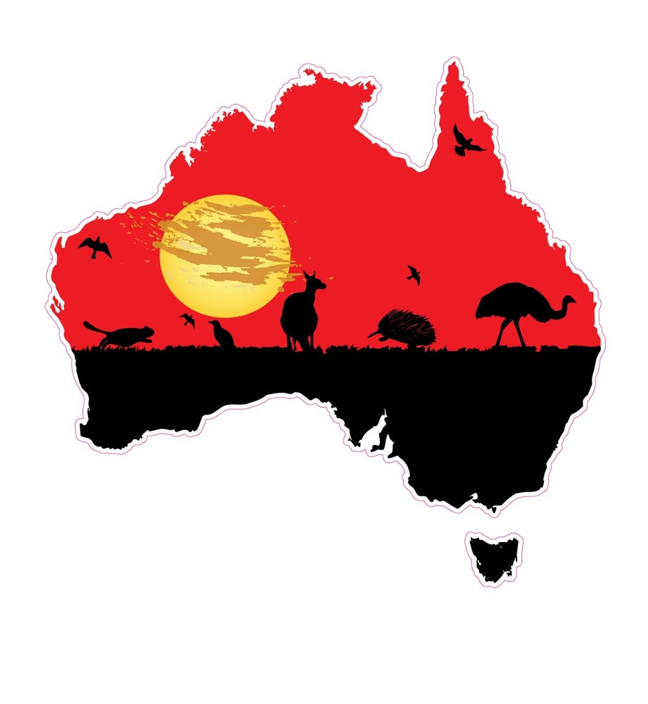 Australia map sticker decal animals vehicle motorhome van truck emu kangaroo