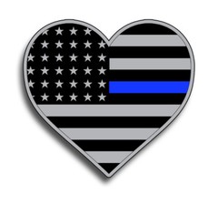 Heart Blue Line Flag Sticker USA Cup Cooler Car Window Bumper Law Enforcement