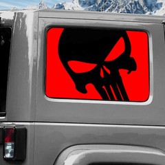 Rear Window Wrap Graphic Decal for Jeep Wrangler 2011-2020 SKULL RED