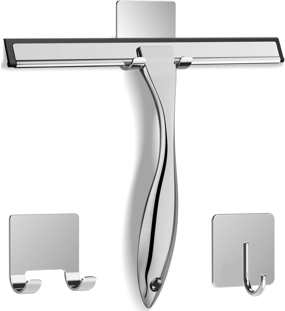 All-Purpose Stainless Steel Shower Squeegee for Shower Glass Door with 2Adhesive