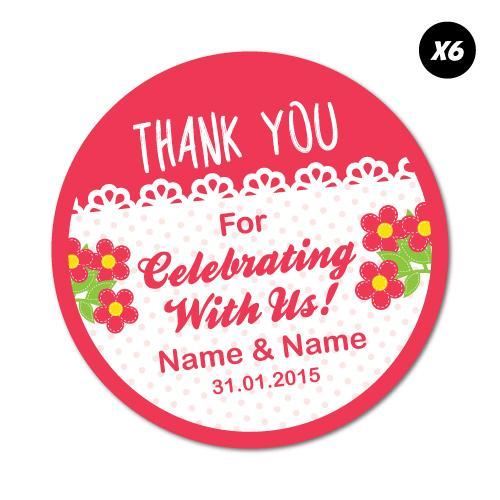 6X Custom Name Date Wedding Invitation Sticker