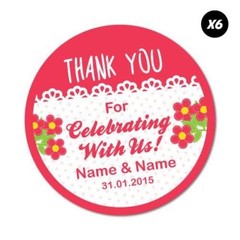 6X Custom Name Date Wedding Invitation Sticker