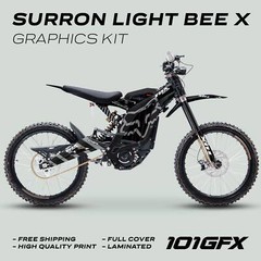 Surron Light Bee X Graphics Kit FOX RACE LINE Black Grey Decals Stickers
