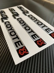 (3) Gel-coated 5.0L COYOTE V8 badge emblems Ford F-150 black/silver/red 9.5in
