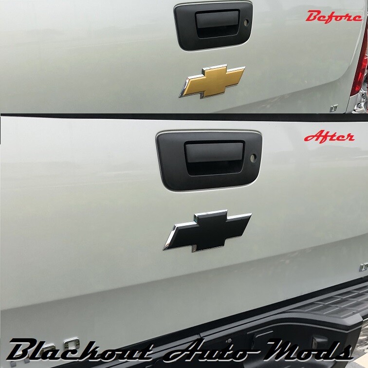 Matte Black Vinyl BowTie Tailgate Emblem Overlay 2007-2013 Chevrolet Silverado