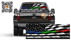 American Flag Black and White Thin Blue, Green & Red Line Rear Window Perforated