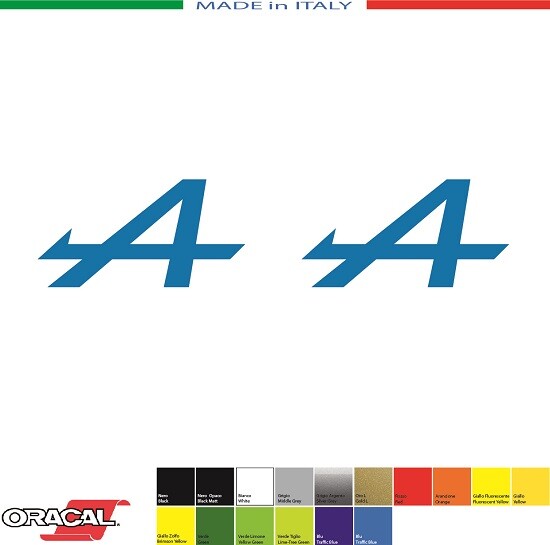 2 x ALPINE LOGO COMPATIBLE STICKERS mm.50×26