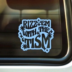 2 X 15cm×15cm Autism awareness ‘Rizz em with the tism’ – exterior car decal