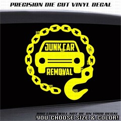 JUNK CAR REMOVAL Tow Truck Vinyl Decal Sticker Driver Business Owner ADVERTISING