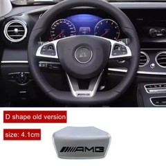 For AMG GLC C43 C350E Steering Wheel Emblem 3D Badge Squared Base Chrome Black
