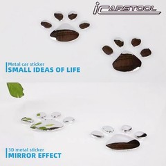 4 PCS 3D Sliver Dog Paw Car Decal Auto Bumper Window Laptops Decor Emblem Decal
