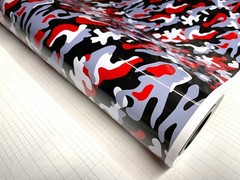 Red Black White Gray Glossy Camouflage Vinyl Car Wrap Sheet +Tools(2 feet & up)