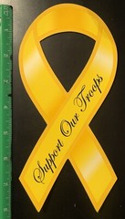 SUPPORT OUT TROOPS MILITARY RIBBON MAGNET YELLOW BLUE AUTO CAR FRIG FREE SHIP NW