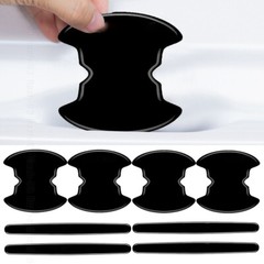 8Pcs Glossy Black Car Door Handle Bowl Anti-scratch Sticker Protector Cover