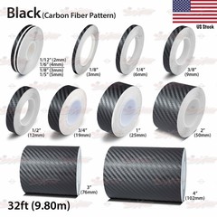 CARBON FIBER BLACK Roll Pinstriping Pin Stripe Car Motorcycle Tape Decal Sticker