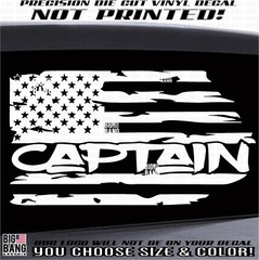 Captain USA FLAG Vinyl Decal Sticker Military Service Rank Soldier Police Brass