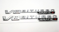 V8 BiTurbo 4Matic+ Emblem Side Fender 3D Chrome Badge for Mercedes AMG CL63 E63