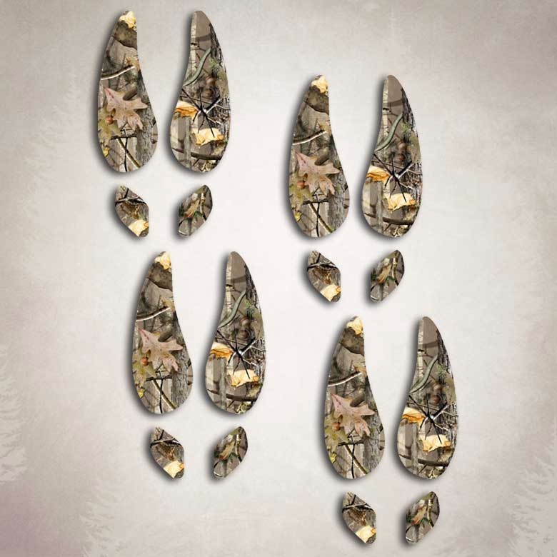 Deer Hunting Foot Prints Sticker Archery Camouflage Window Decal Set 4 Tracks