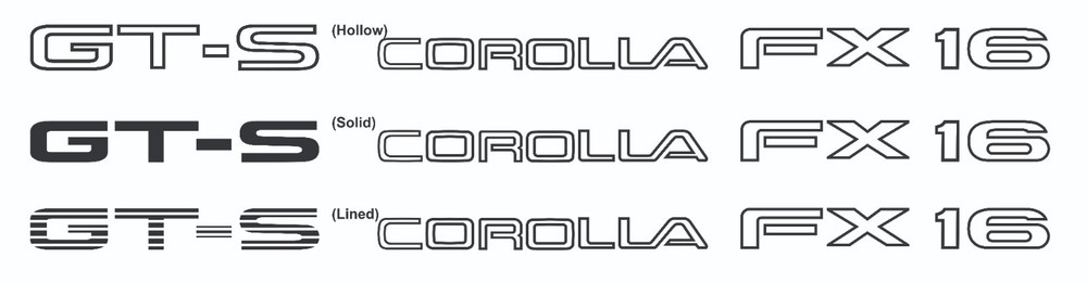 GT-S COROLLA FX 16 (Trunk size) vinyl Sticker Decal – Only One Included.