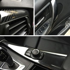 5D Car Interior Accessories Interior Panel Black Carbon Fiber Vinyl Wrap Sticker