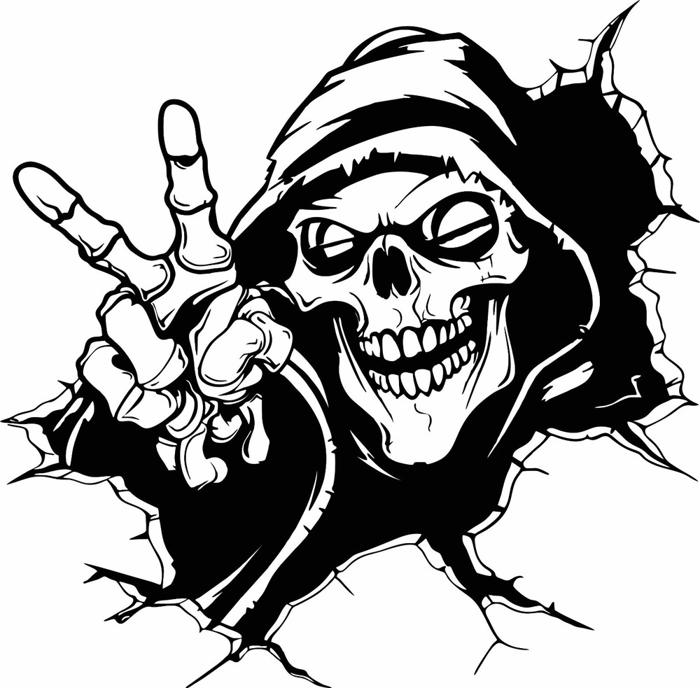 Grim Reaper Skull Peace Sign Car Truck Window Vinyl Decal Sticker
