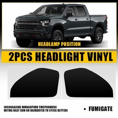 For 2022-2025 Chevrolet Silverado Smoked Headlight Side Marker Vinyl Tint Decals