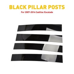 4/8x Gloss Black Pillar Post for Cadillac Escalade 07-14 Door Trim Piano Cover A