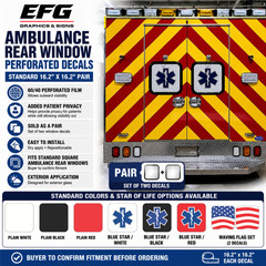 Ambulance Rear Window Perforated Decals Pair 16.25″ Star of Life Window Perf