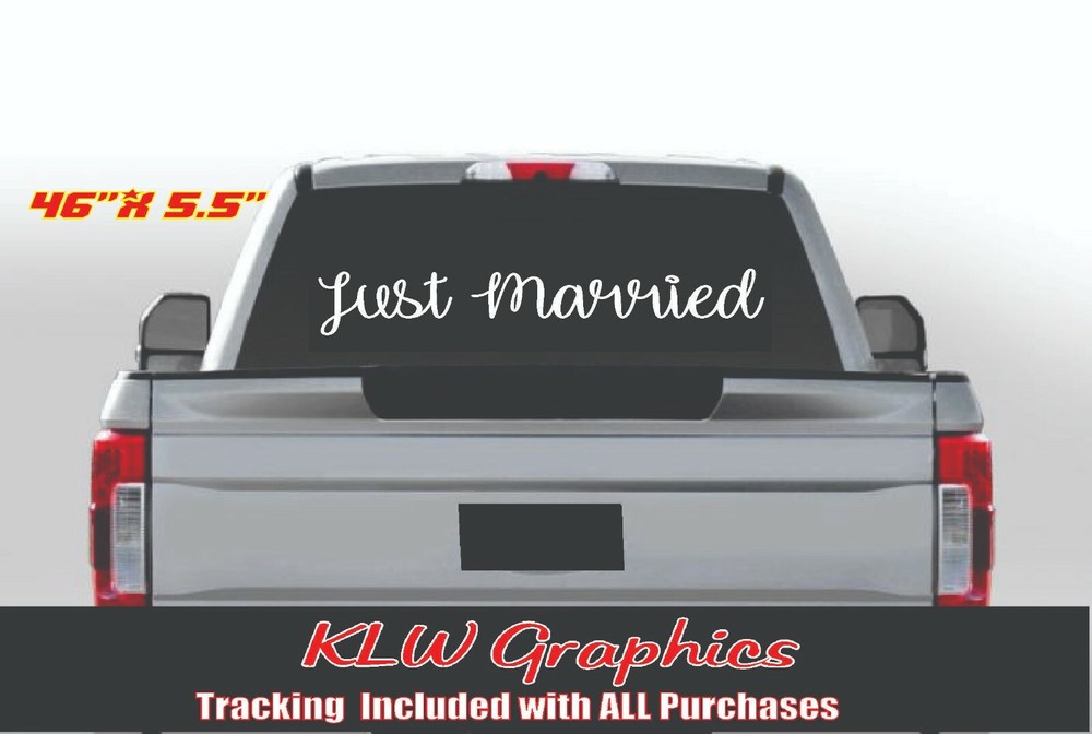 Just Married Wedding Decal Sticker Banner Signs Wife Husband I do Boy Girl